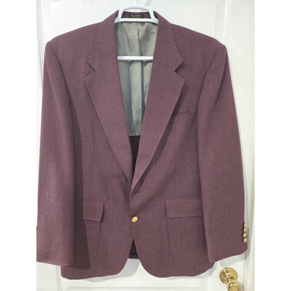 Andhurst VTG Plum Purple Mauve Blazer Jacket 43R Made In USA MISSING button